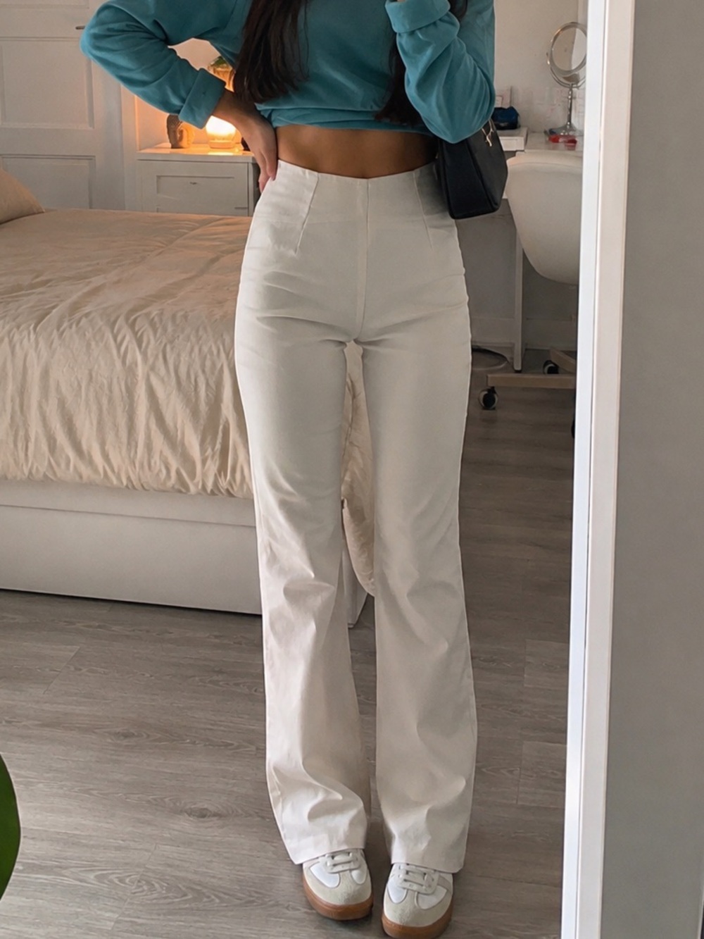 Women's Cream Trousers - Classic High-Rise